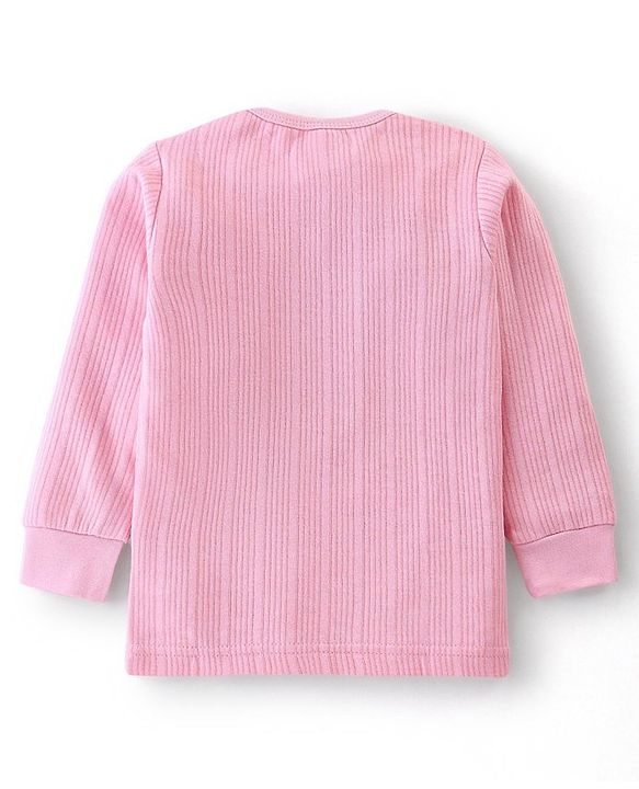 Babyhug Pullover Full Sleeves Solid Thermal Vests Pack of 2 - Pink & Coral