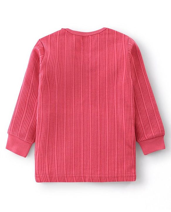 Babyhug Pullover Full Sleeves Solid Thermal Vests Pack of 2 - Pink & Coral