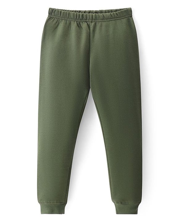 Pine Kids Knit Extra Soft Full Length Solid Thermal Pant - Cypress Green