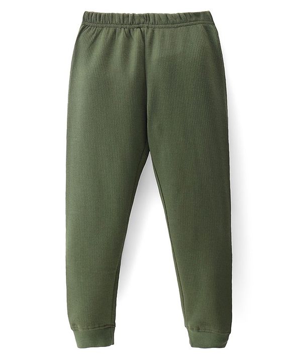 Pine Kids Knit Extra Soft Full Length Solid Thermal Pant - Cypress Green