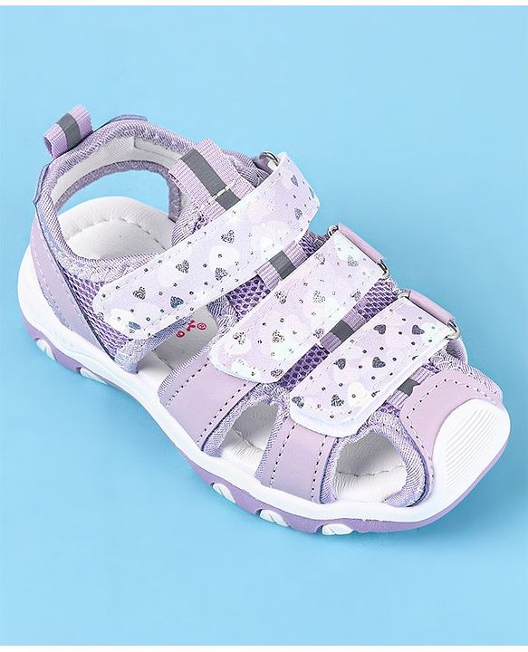 Cute Walk by Babyhug Sandals Velcro Closure with Heart Print - Purple
