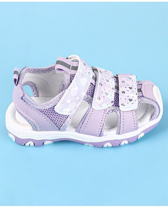 Cute Walk by Babyhug Sandals Velcro Closure with Heart Print - Purple