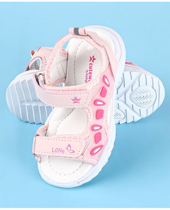 Cute Walk by Babyhug Slip On Sandals with Velcro Closure - Water Red
