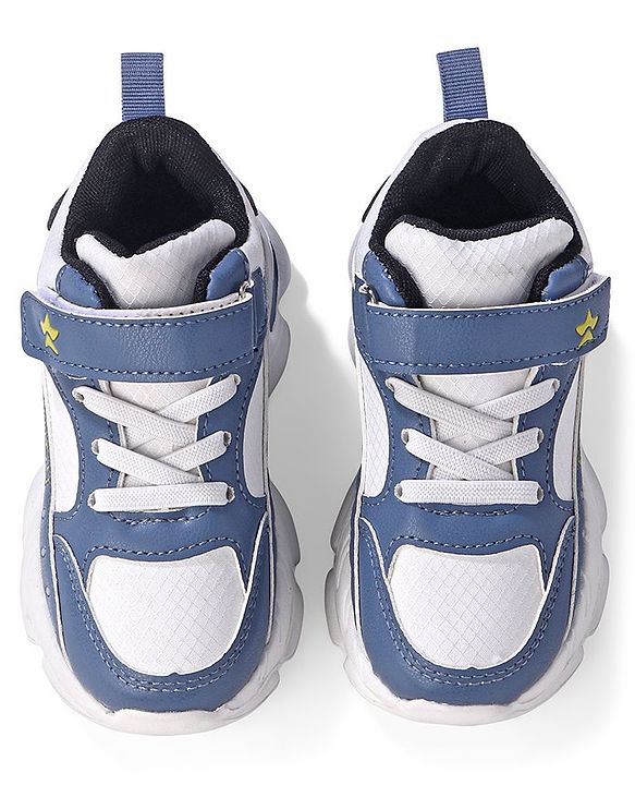 Cute Walk by Babyhug Velcro Closure Sneakers - White & Blue