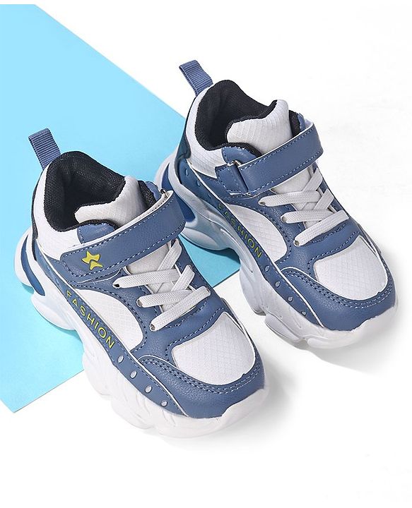 Cute Walk by Babyhug Velcro Closure Sneakers - White & Blue