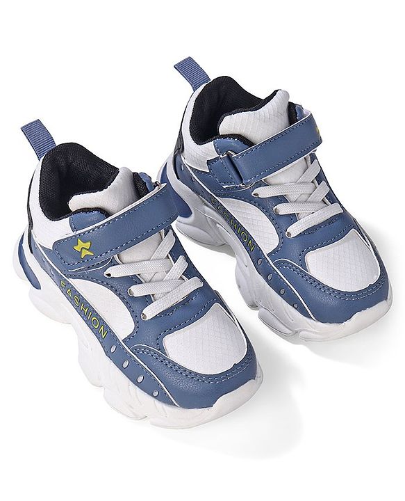 Cute Walk by Babyhug Velcro Closure Sneakers - White & Blue
