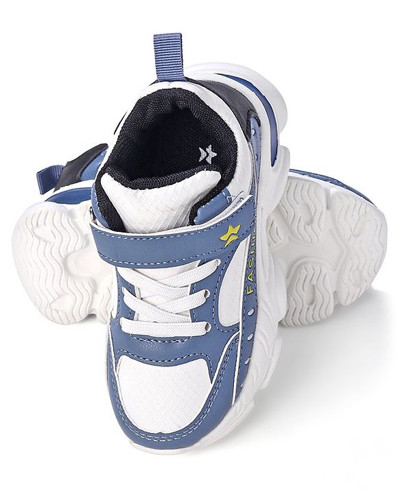 Cute Walk by Babyhug Velcro Closure Sneakers - White & Blue