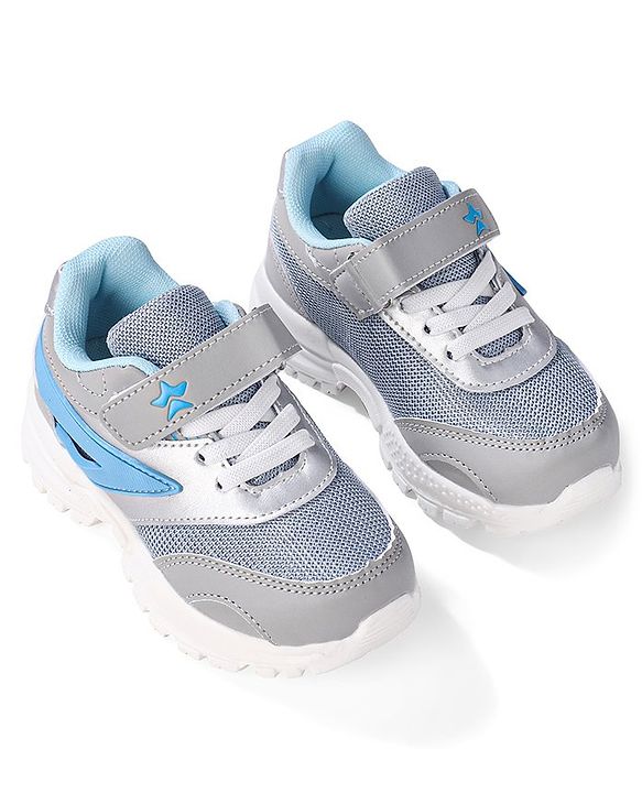 Cute Walk by Babyhug Sneakers With Velcro Closure Solid - Blue & Grey