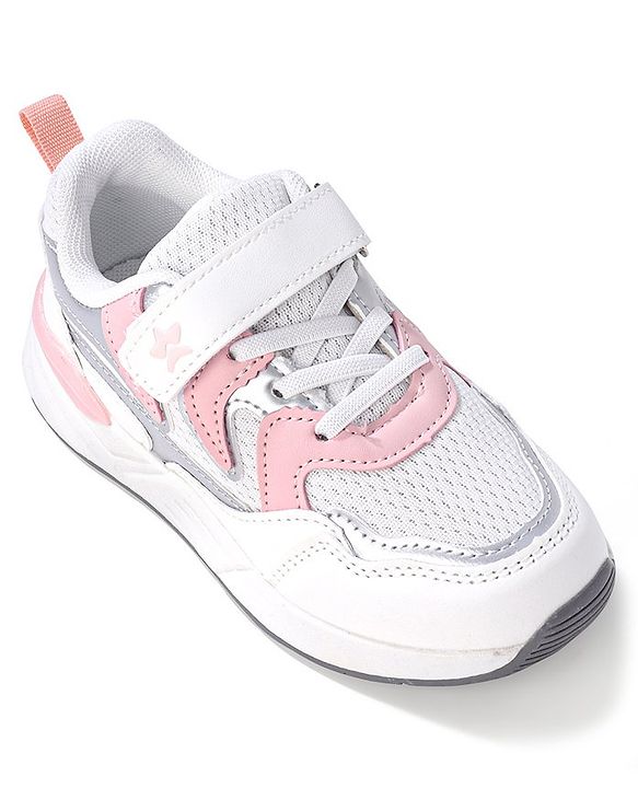 Cute Walk by Babyhug Velcro Closure Sneakers - White & Pink
