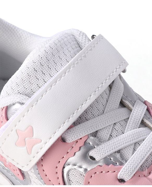 Cute Walk by Babyhug Velcro Closure Sneakers - White & Pink