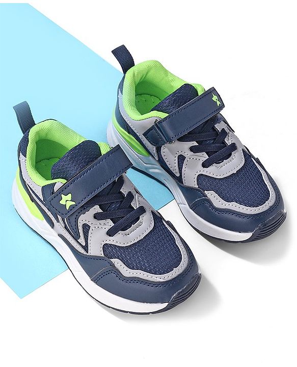 Cute Walk by Babyhug Velcro Closure Sneakers - Blue & Grey