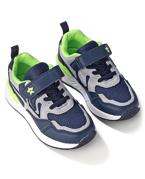 Cute Walk by Babyhug Velcro Closure Sneakers - Blue & Grey
