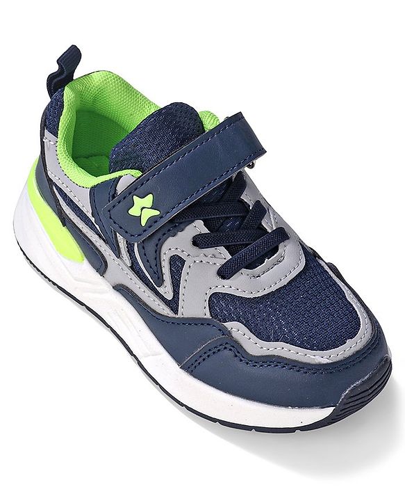 Cute Walk by Babyhug Velcro Closure Sneakers - Blue & Grey