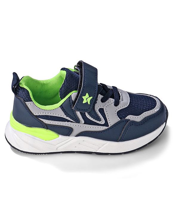 Cute Walk by Babyhug Velcro Closure Sneakers - Blue & Grey