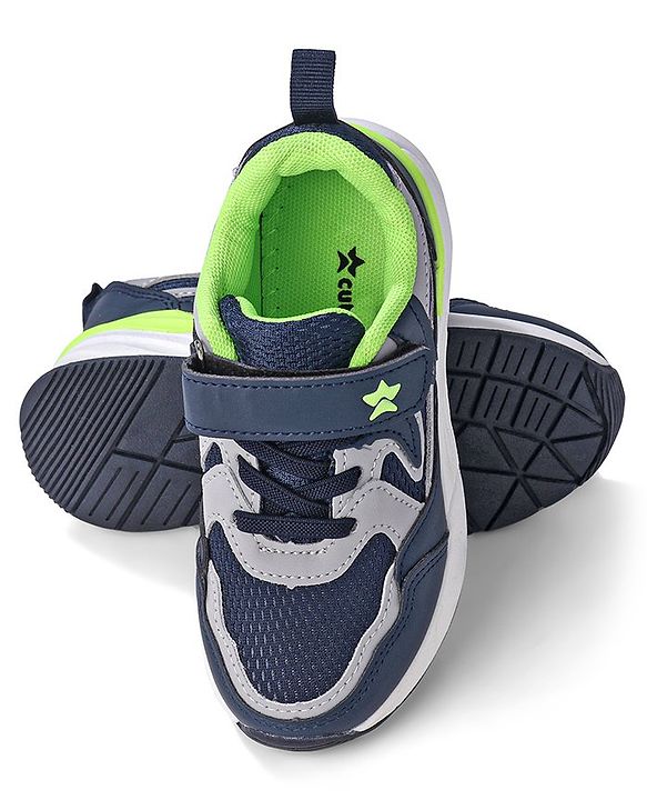 Cute Walk by Babyhug Velcro Closure Sneakers - Blue & Grey