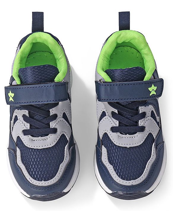 Cute Walk by Babyhug Velcro Closure Sneakers - Blue & Grey