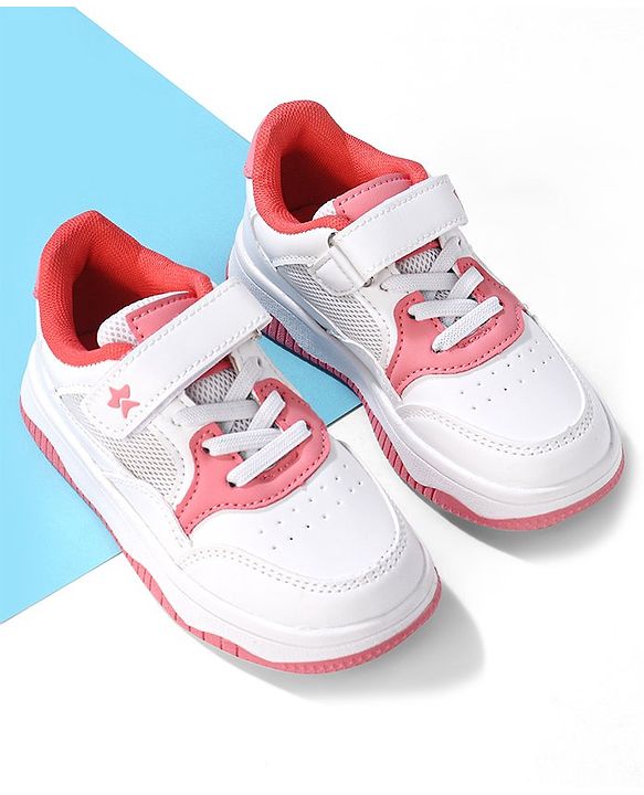 Cute Walk by Babyhug Velcro Closure Sneakers - White & Pink