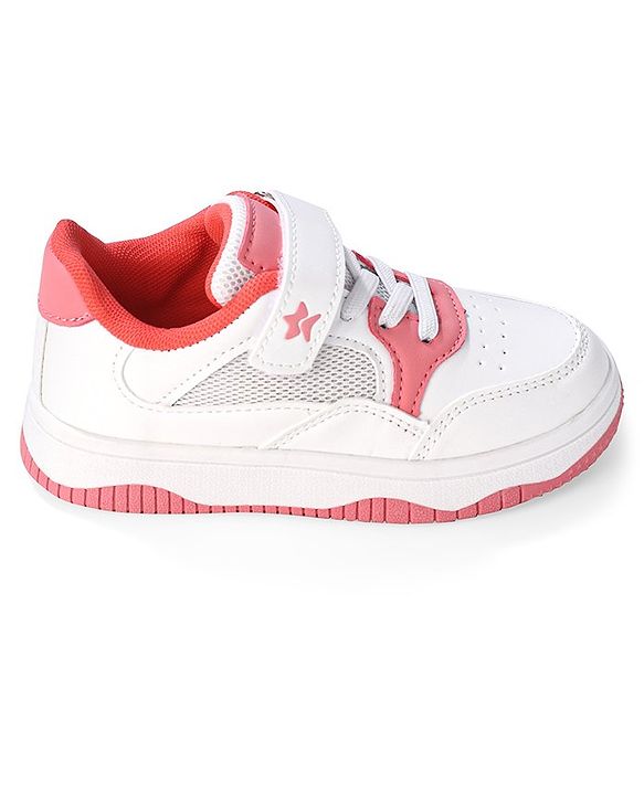 Cute Walk by Babyhug Velcro Closure Sneakers - White & Pink