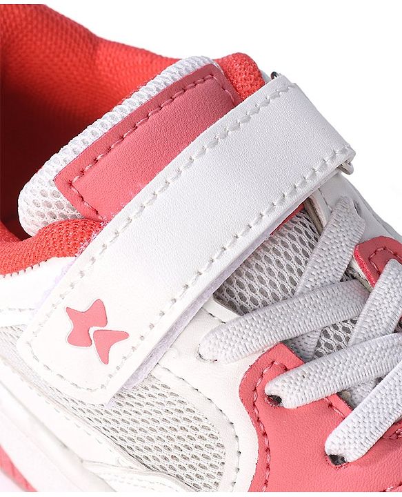 Cute Walk by Babyhug Velcro Closure Sneakers - White & Pink