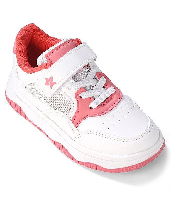 Cute Walk by Babyhug Velcro Closure Sneakers - White & Pink