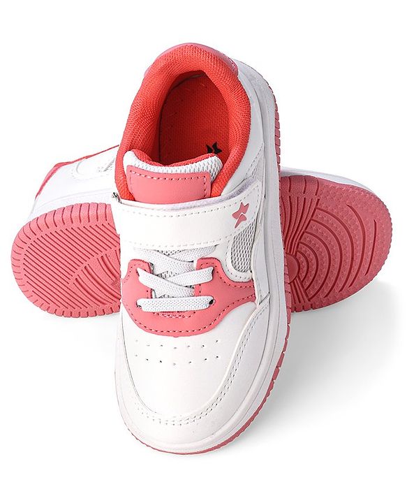 Cute Walk by Babyhug Velcro Closure Sneakers - White & Pink