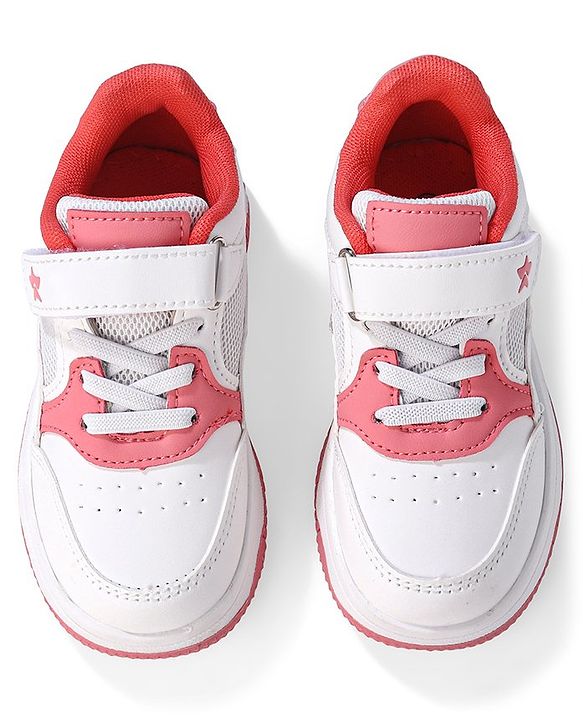 Cute Walk by Babyhug Velcro Closure Sneakers - White & Pink