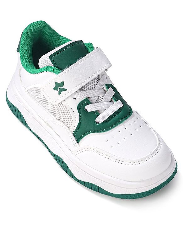 Cute Walk by Babyhug Velcro Closure Sneakers - White & Green