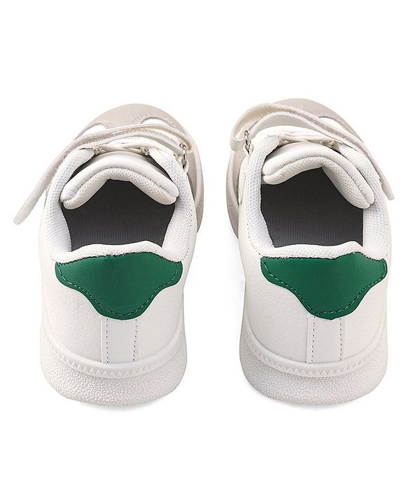 Pine Kids Sneaker with Velcro Closure With Striped Design - White & Green