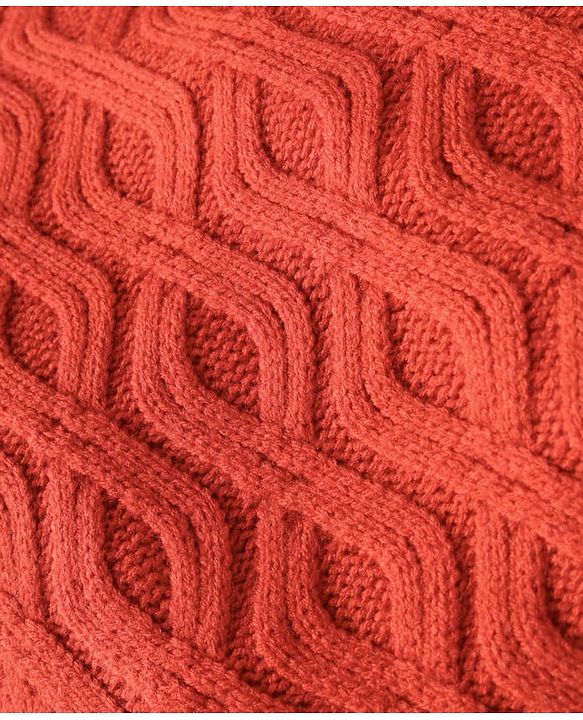 Babyhug Knit Full Sleeves Sweater Set with Cable Knit Design - Orange