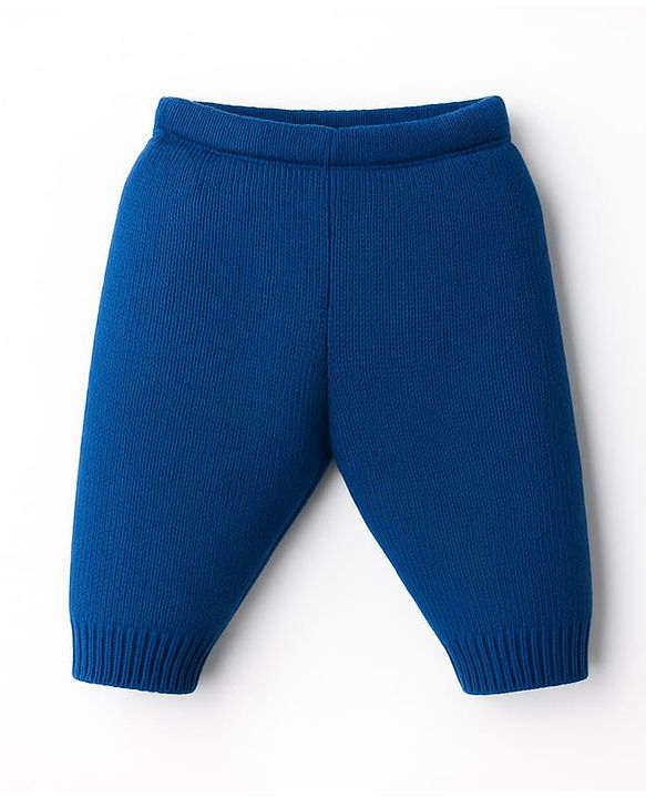 Babyhug Knit Full Sleeves Hooded Sweater Set With Stripes - Blue