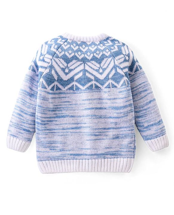Babyhug Knit Full Sleeves Pullover Sweater Set with Cable Knit Design - Blue