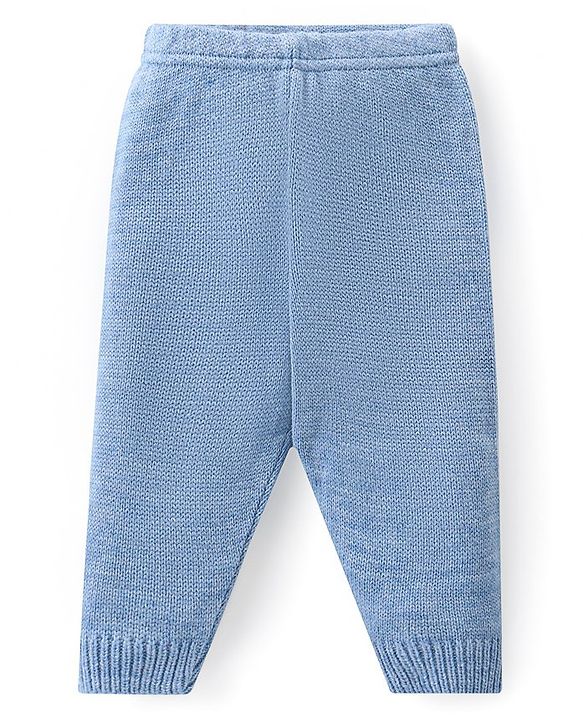 Babyhug Knit Full Sleeves Pullover Sweater Set with Cable Knit Design - Blue