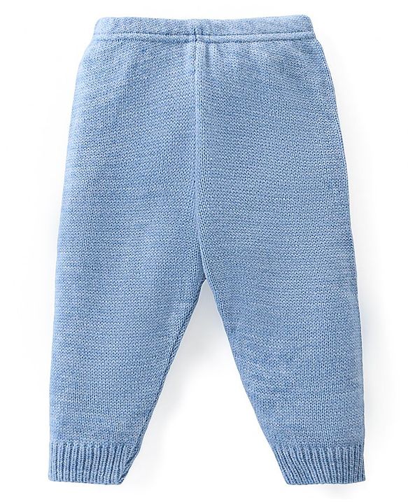 Babyhug Knit Full Sleeves Pullover Sweater Set with Cable Knit Design - Blue