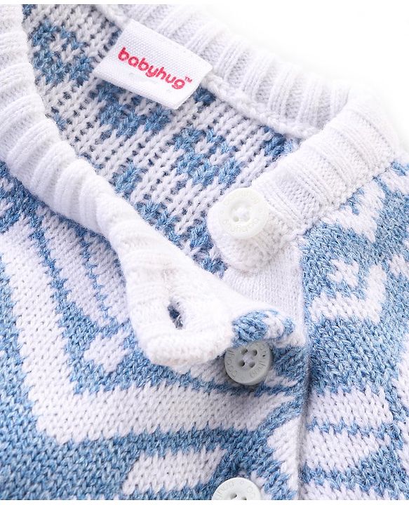 Babyhug Knit Full Sleeves Pullover Sweater Set with Cable Knit Design - Blue