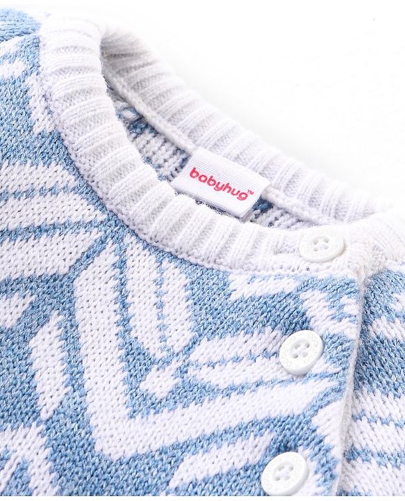Babyhug Knit Full Sleeves Pullover Sweater Set with Cable Knit Design - Blue
