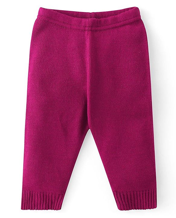 Babyhug Knitted Full Sleeves Sweater Set with Cap Intarsia Design -  Dark Pink