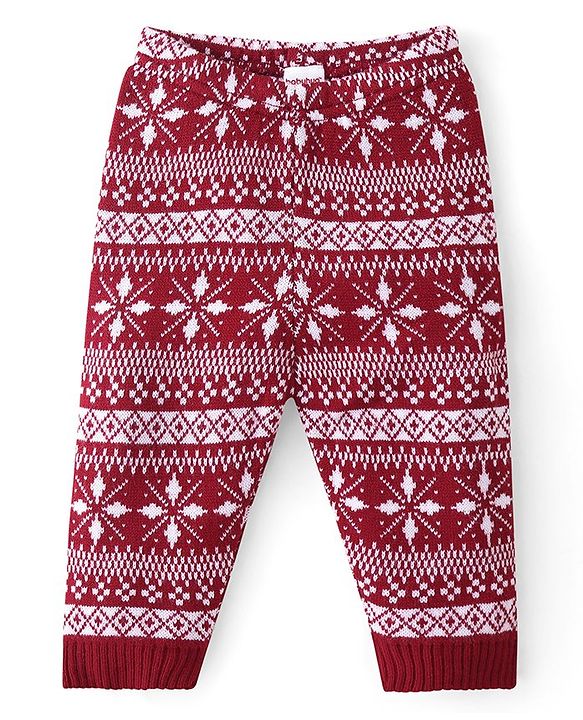 Babyhug Knitted Full Sleeves Sweater Set with Cap &  Intarsia Design - Red