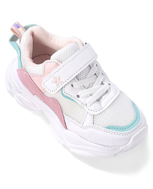 Cute Walk by Babyhug Velcro Closure Sneakers - White & Pink