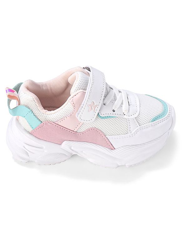 Cute Walk by Babyhug Velcro Closure Sneakers - White & Pink