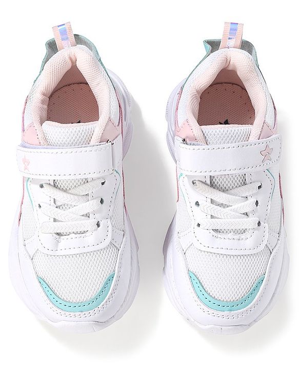 Cute Walk by Babyhug Velcro Closure Sneakers - White & Pink
