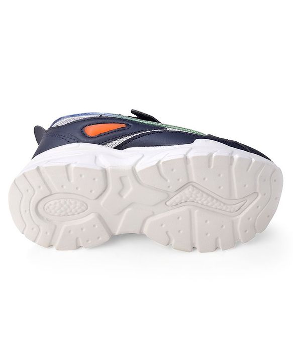 Cute Walk by Babyhug Color Block Sneakers with Velcro - Navy Blue &  Grey