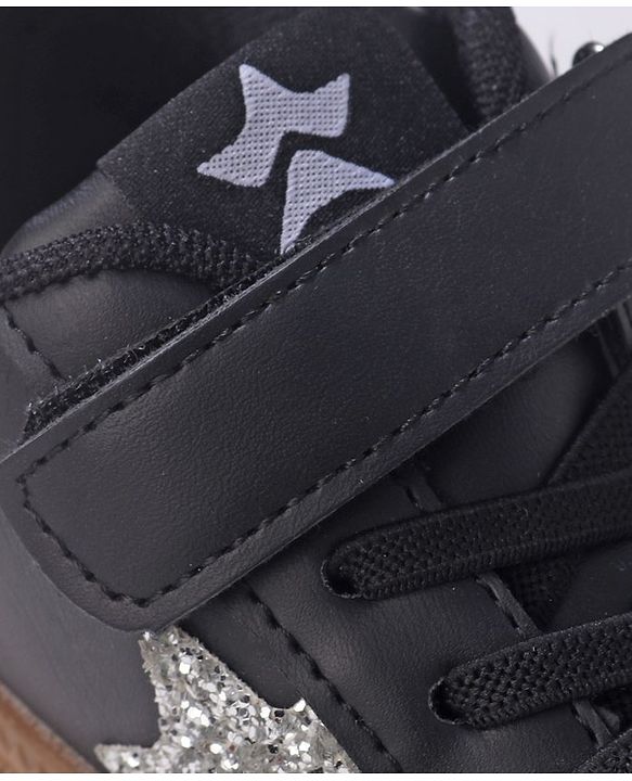 Cute Walk by Babyhug Sneaker Shoes with Velcro Closure and Star Print - Black