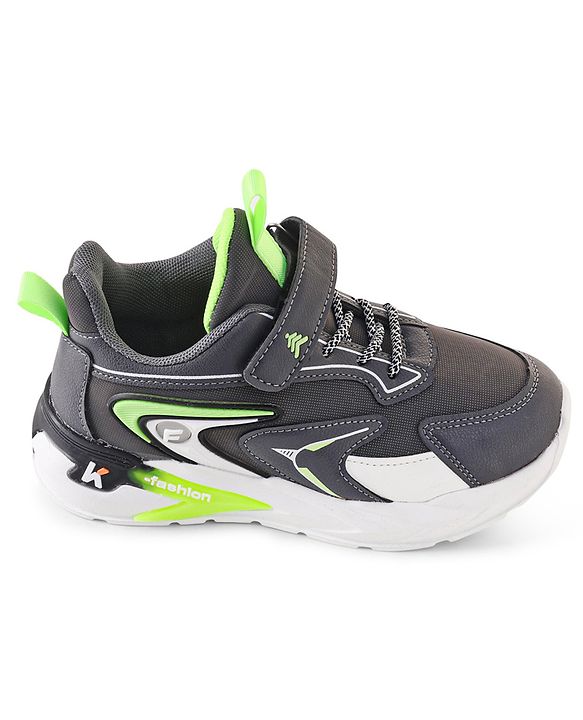 Pine Kids Sneakers Shoes with Velcro Closure- Dark Grey