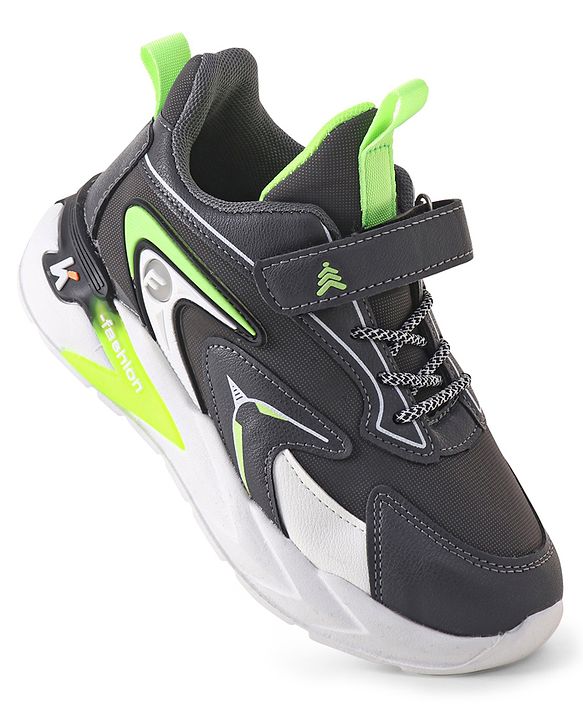 Pine Kids Sneakers Shoes with Velcro Closure- Dark Grey