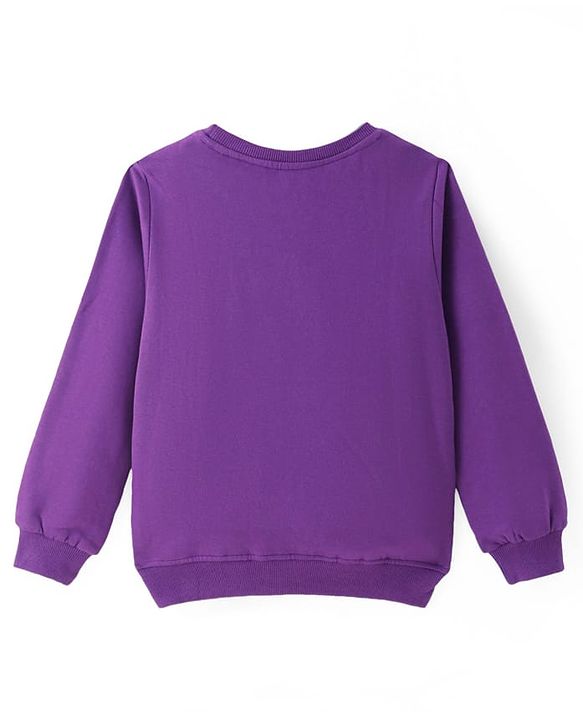 Pine Kids Cotton Knit Full Sleeves Sweatshirt With Rainbow & Text Print - Purple