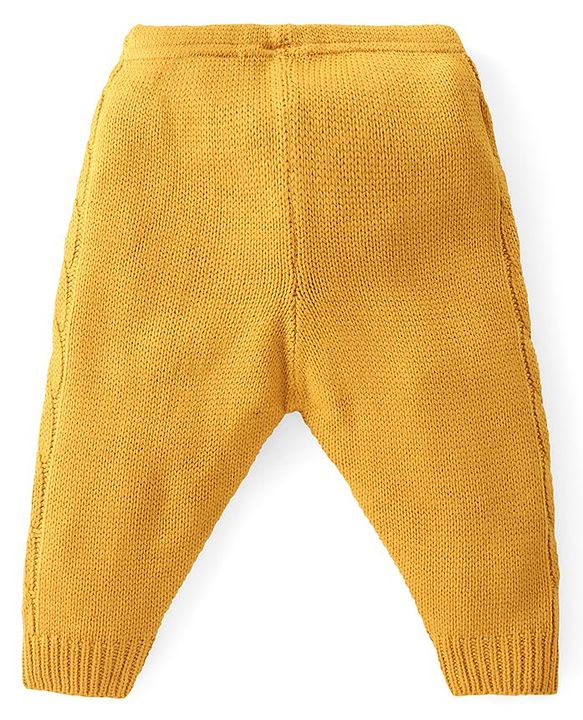 Babyhug Fleece Knit Full Length Woollen Pants With Cable Knit Design - Red