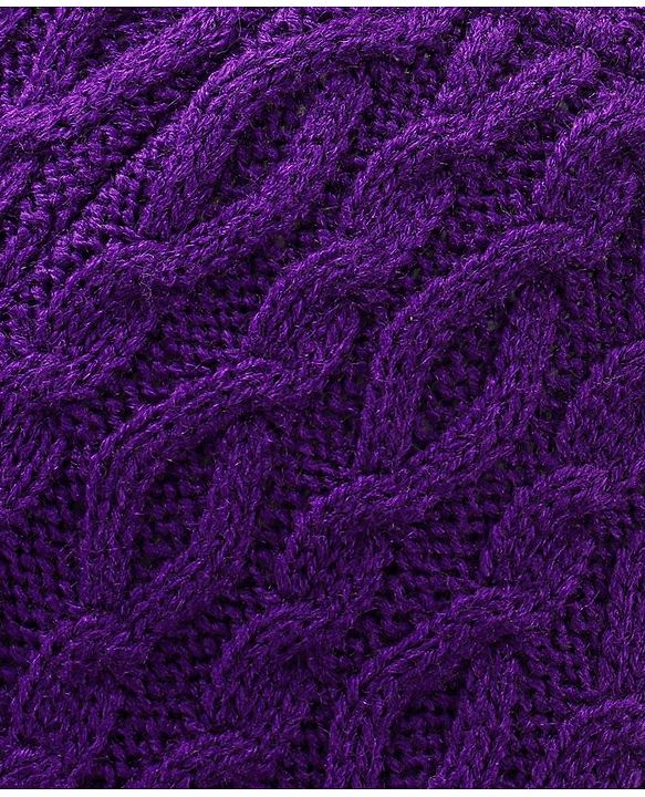 Babyhug Fleece Knit Full Length Woollen Pants With Cable Knit Design - Purple