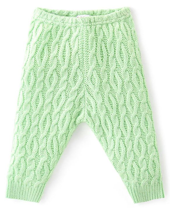 Babyhug Fleece Knit Full Length Woollen Pants With Cable Knit Design - Purple