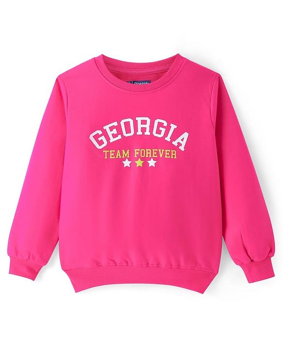 Pine Kids Cotton Knit Full Sleeves Sweatshirts With Text Print - Dark Pink
