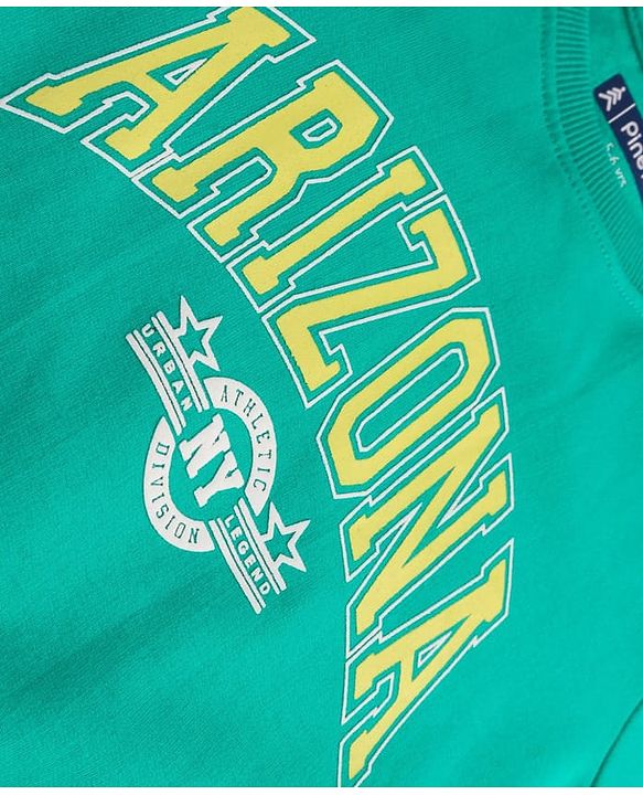 Pine Kids Cotton Knit Full Sleeves Sweatshirts With Text Print - Turquoise